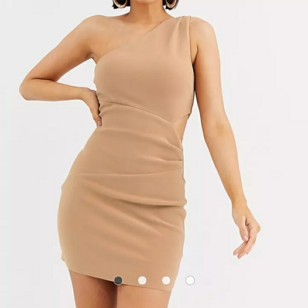 Bec & Bridge Caramel Elke Women's Mini Dress One Shoulder Asymmetrical Neck Sz 8